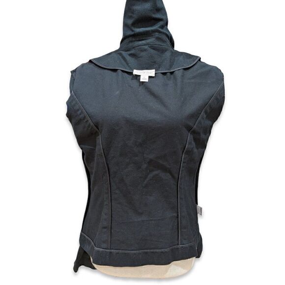 St. John Sport Double Breasted Asymmetric Big Collar Coat Black Jacket Size M - Picture 10 of 13